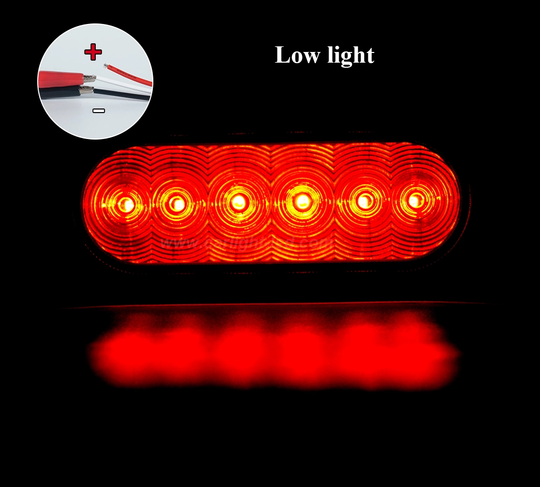 6&quot; LED Waterproof Oval Red Trailer Lights Rear Stop Turn Signal Parking Tail Brake Lights for Boat Trailer Truck RV