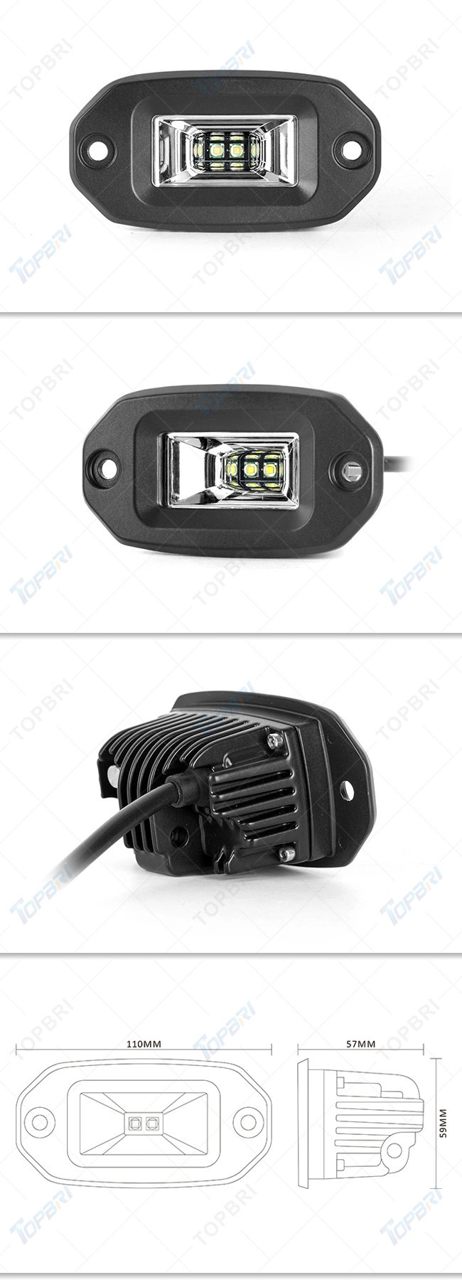 CREE Auto Motorcycle 20W Head LED Work Light with Flush Mount
