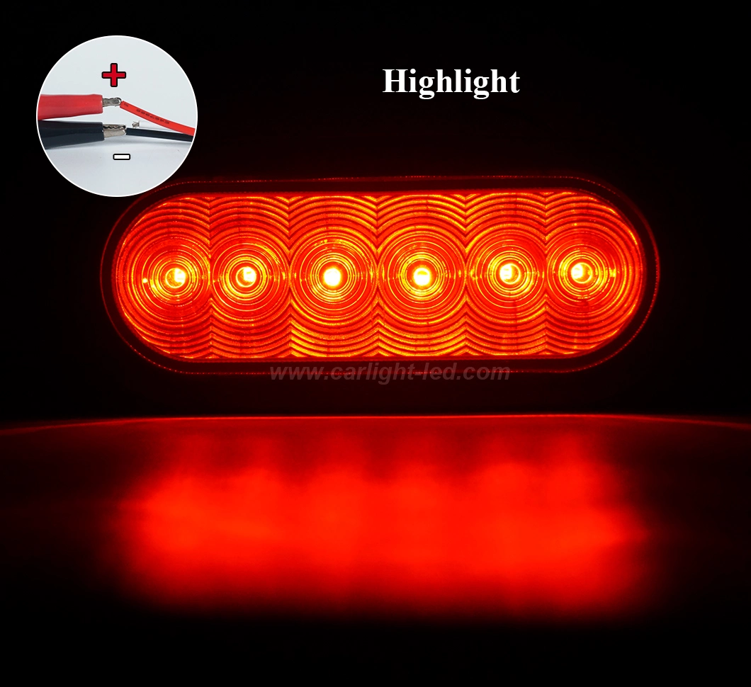 6&quot; LED Waterproof Oval Red Trailer Lights Rear Stop Turn Signal Parking Tail Brake Lights for Boat Trailer Truck RV