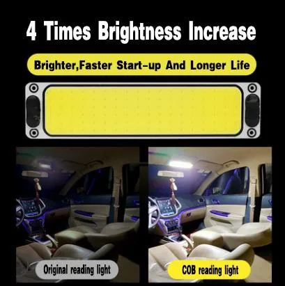 Truck Auto Natural White COB Chip LED Panel Dome Light Automatic Car Reading Interior Light Panel 12 24V