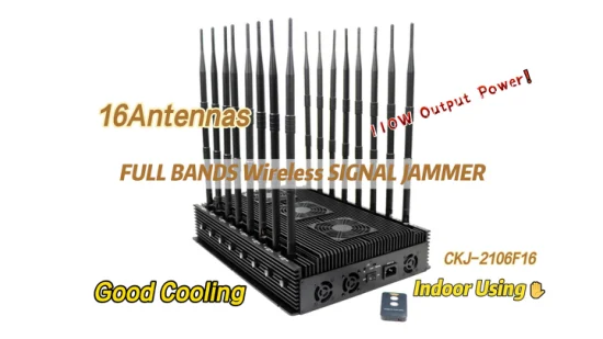 World First 16 Antennas 110W Powerful Signal Jammer for 5g/4G/3G/2g WiFi GPS Lojack Lora UHF VHF with Remote Control Jamming up to 80m
