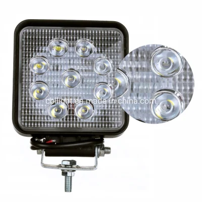IP68 4.3 Inch Square Work Lamp 55mm Thickness 27W Epistar LED Work Light 12V Truck Light for Forklift SUV ATV