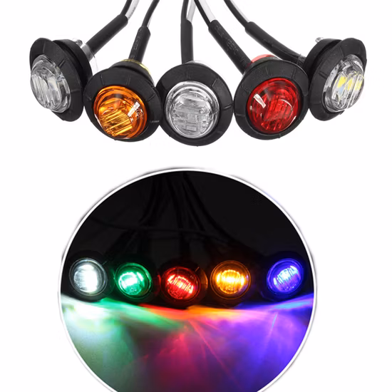 Round Amber LED Light Front Rear Side Marker Indicators Light for Truck Bus Trailer Caravan Boat Motorcycle
