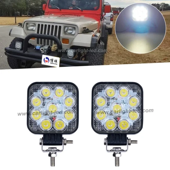 27W Spot Flood Beam LED Driving Light for Truck Jeep SUV Bus Trailer
