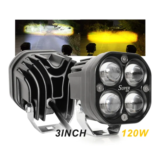 2021 New 120W High Power 3inch Dual Color 5D Projector LED Fog Light, Bumper Cube Spot Beam Offroad 4X4 Backup LED Work Light