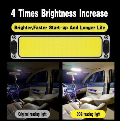 Natural White COB Chip LED Panel Dome Light Automatic Car Reading Interior Light for 12V off Road Truck Auto