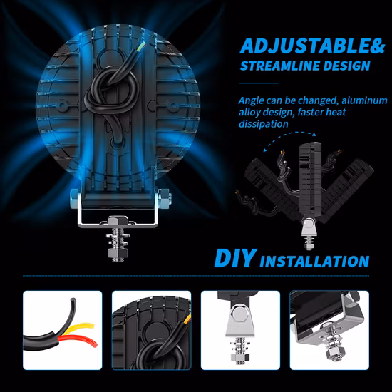 Low Energy 24W 4inch Round Epistar Spot/Flood LED Work Light for Offroad Agricultural Tractor