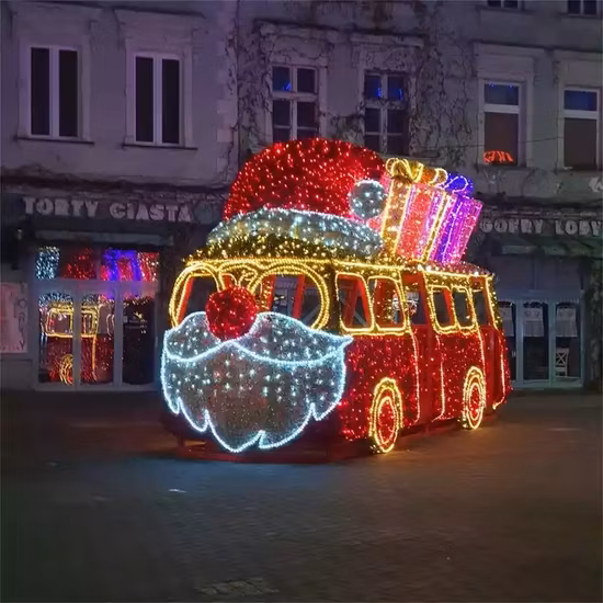 Customized Mall Park Decoration Giant 3D LED Bus Motif Light